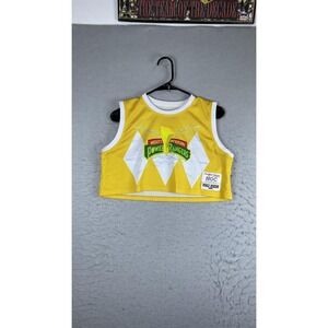 Headgear Classics Tank Top Womens Medium Yellow Power Rangers 23 Cropped Mesh‎